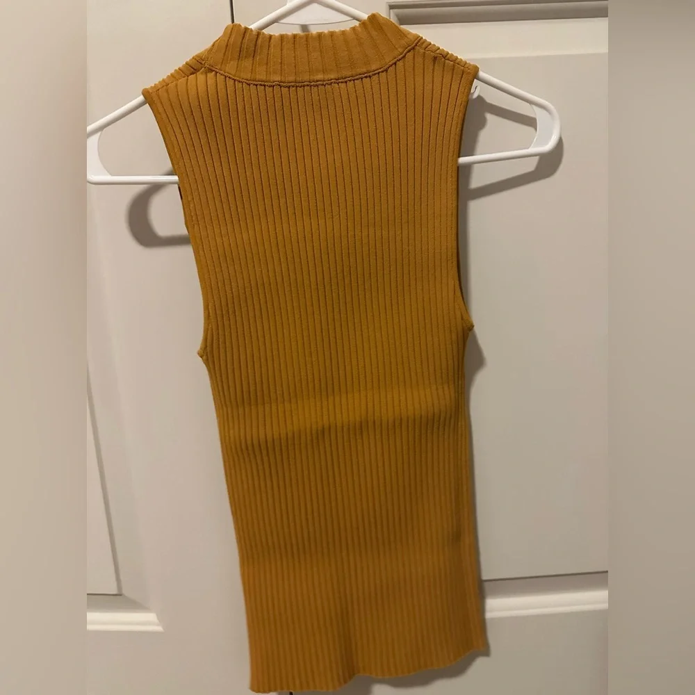 Mustard Ribbed Sleeveless Top - Picture 2 of 2